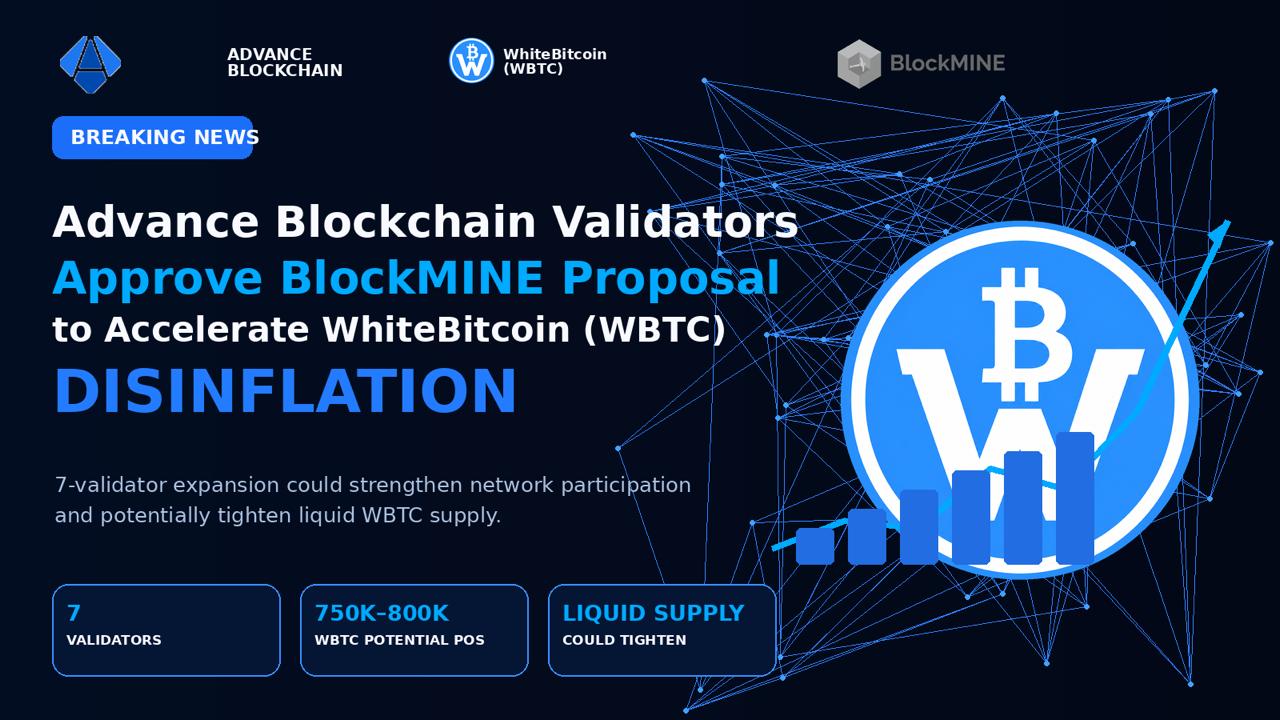 BlockMINE’s Seven-Validator Expansion Could Commit Up to 800,000 WBTC on Advance Blockchain